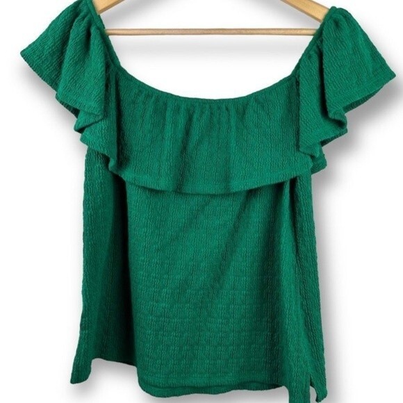 Anthropologie Textured Off-The Shoulder Top in Kelly Green S NWOT - Picture 11 of 11
